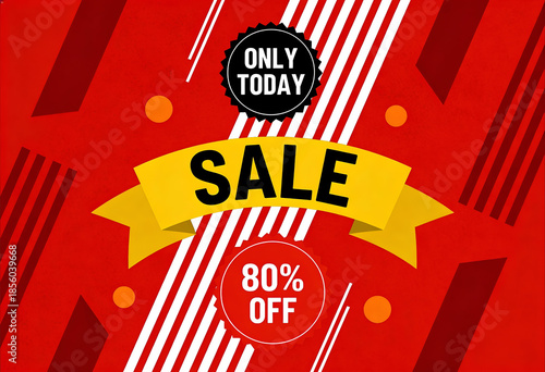 Wallpaper Mural Advertising big new year sale promotion banner up to 80 percent off with ribbons and today only offer for big discounts Torontodigital.ca