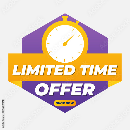 Limited-time offer exclusive countdown sale tag design. Limited time offer graphic for online shop, advertisement, price deal and commerce use.