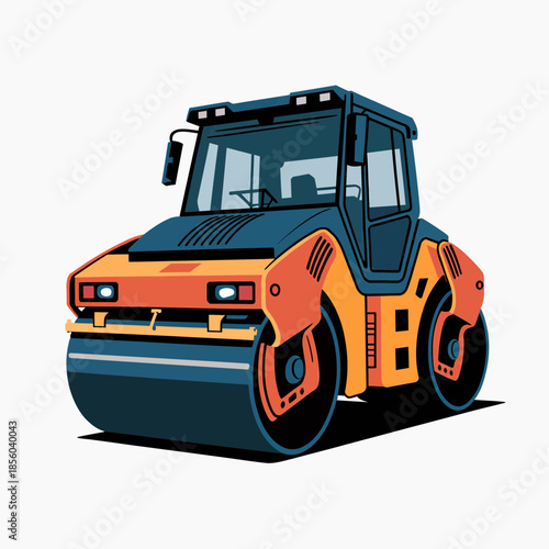 Road roller heavy construction machinery, industrial equipment vehicle