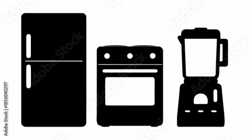 Kitchen appliances icons set for modern home design