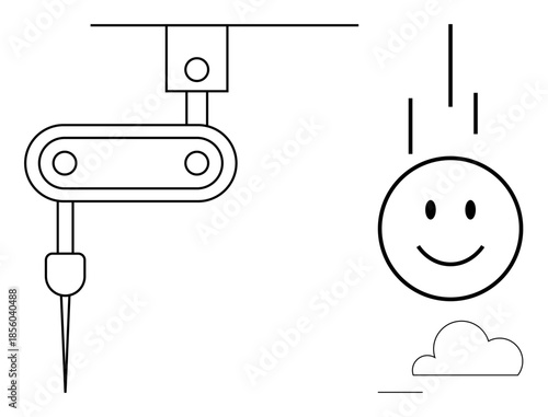 Robotic technology. Robotic technology a minimalist robotic arm and joyful smiling face. Robotic technology essential for innovation, automation, manufacturing, engineering, and artificial