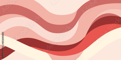 Abstract Layered Wave Background with Fluid Pink and Red Gradient Curves
