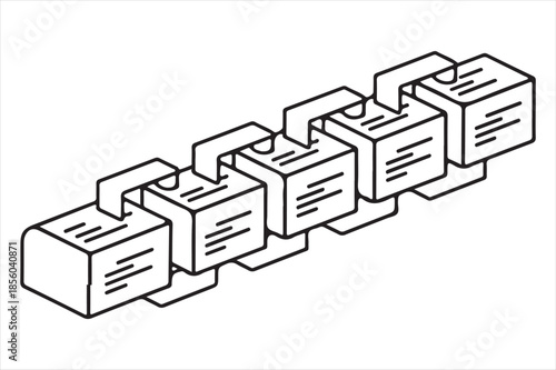 Linked cubes in a row