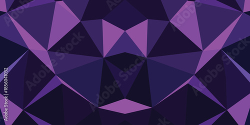 Abstract Low Poly Geometric Background with Purple and Navy Blue Triangles