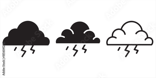 Three clouds with lightning