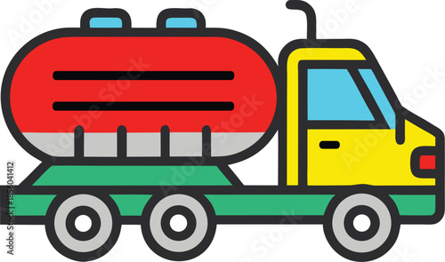 Heavy duty tanker truck for fuel and liquid transportation vector illustration.