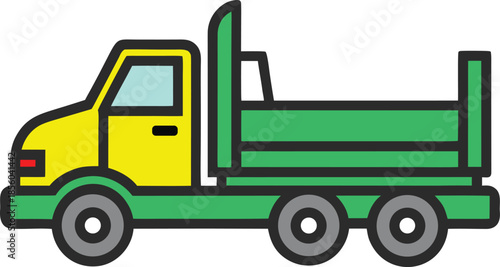 Heavy duty flatbed truck for industrial cargo and equipment transportation vector.