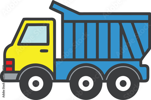 Heavy duty tipper truck for construction and mining industry vector illustration.
