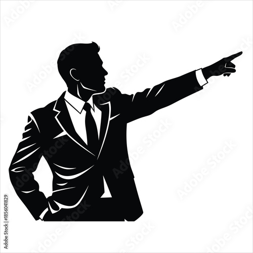 Businessman pointing finger out in a decisive gesture