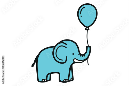 Playful elephant with balloon