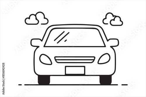 Illustrated car on a clear day