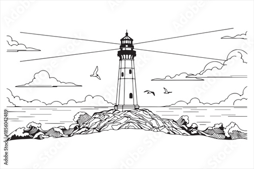 Lighthouse on rocky shore