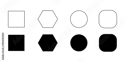 quadrangle, pentagon, hexagon, octagon icon. vector geometry pentagonal, hexagonal, octagonal polygon. five, six, eight sided polygon lines, vector