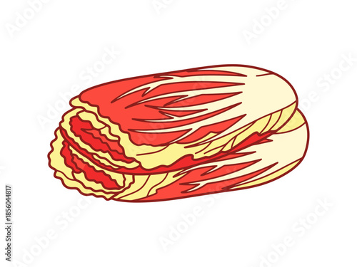 Red Napa Cabbage Head Isolated on White Background Healthy Produce Visual