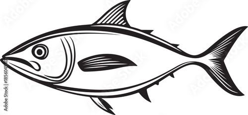 Tuna Fish Silhouette Vector on Transparent Background
