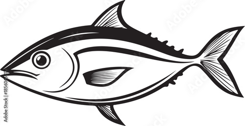 Tuna Fish Silhouette Vector on Transparent Background
