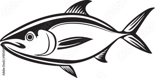 Tuna Fish Silhouette Vector on Transparent Background
