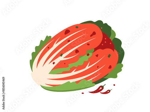 Fermented Cabbage Dish with Chili Pepper Seasoning and Leafy Greens