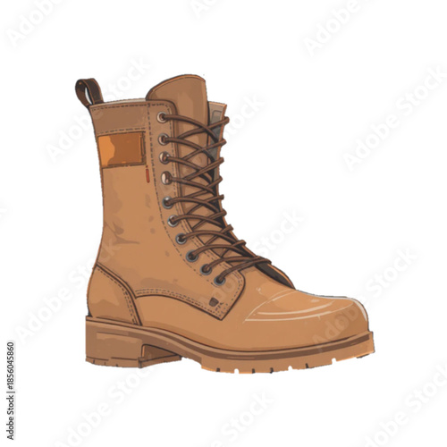 Illustration of a military shoe icon with a brown base color 