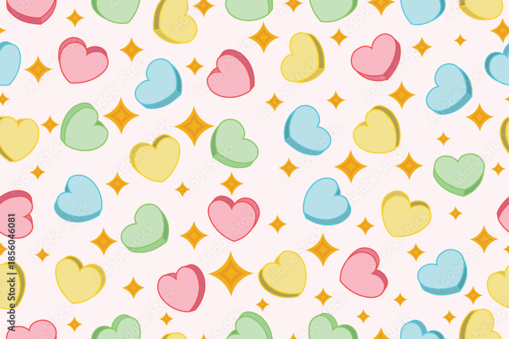 custom made wallpaper toronto digitalSeamless love and heart pattern with colorful playful shapes, perfect for romantic backgrounds and decorative designs.