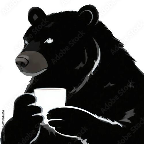 Illustration of a bear icon holding a cup of coffee