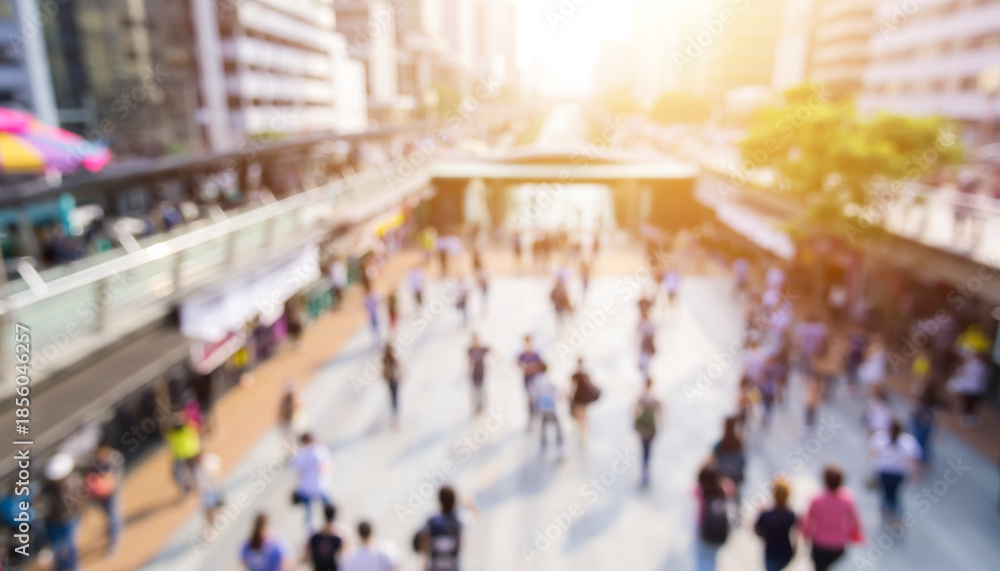 Obraz premium ソフトフォーカスの画像 ぼやけた都会のオフィス・繁華街の風景