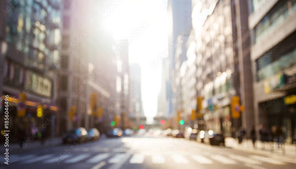 Obraz premium ソフトフォーカスの画像 ぼやけた都会のオフィス・繁華街の風景