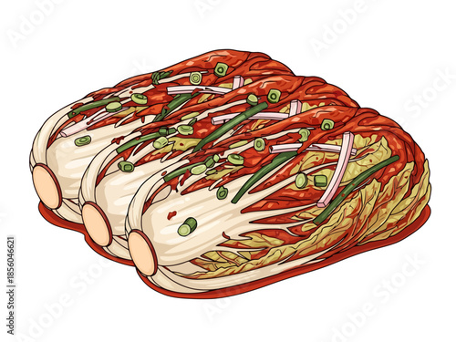 Traditional Fermented Cabbage Dish with Spring Onions Ingredient Preparation