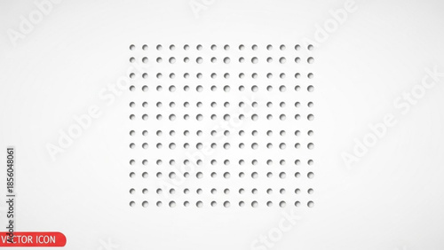 Vector illustration of a square pattern of small round holes on a white background for graphic design, a perforated texture or a modern art concept