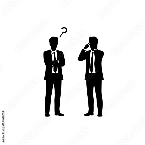 Business Man with Glasses Thinking Flat Vector Illustration Strategy Concept