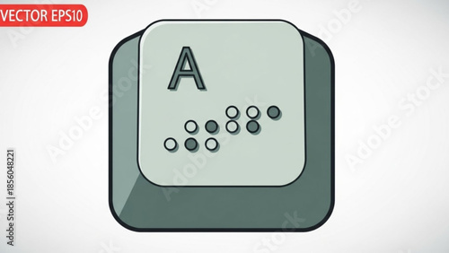 Braille alphabet letter a symbol in green on white background, vector eps10 graphic