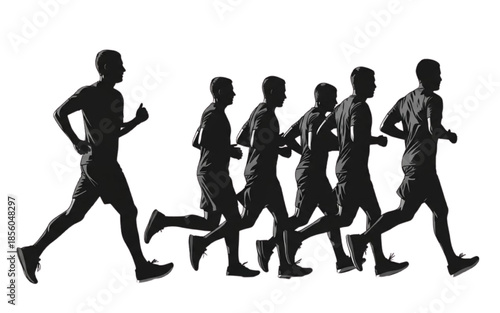 Fitness Motivation Silhouette of Runner at Sunrise vector illustration