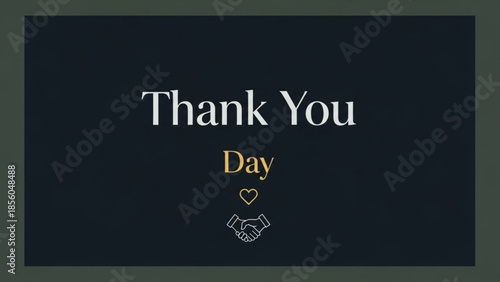 Gratitude expressed through a heartfelt thank you message with handshake and heart on a dark background
