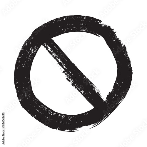 Hand drawn prohibition sign No entry symbol Black circle with cross line clipart in doodle style Ban Restriction Forbidden stop Single element for print, web, design