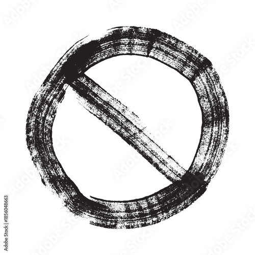 Hand drawn prohibition sign No entry symbol Black circle with cross line clipart in doodle style Ban Restriction Forbidden stop Single element for print, web, design