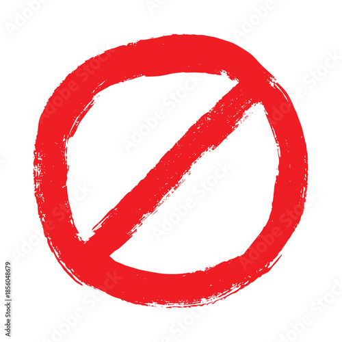 Hand drawn prohibition sign No entry symbol Red circle with cross line clipart in doodle style Ban Restriction Forbidden stop Single element for print, web, design