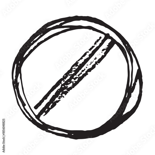 Hand drawn prohibition sign No entry symbol Black circle with cross line clipart in doodle style Ban Restriction Forbidden stop Single element for print, web, design