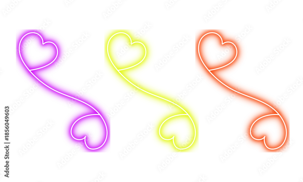 Obraz premium Abstract vibrant heart shapes pattern with colorful purple, yellow, and red elements