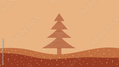 Minimalist Christmas Tree Brown Landscape