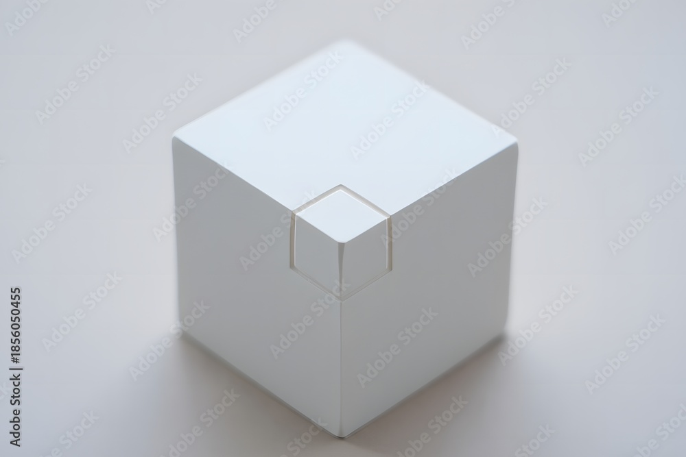 Fototapeta premium White cube with small opening on the front side