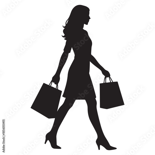 Woman Shopper Silhouette Carrying Shopping Bags
