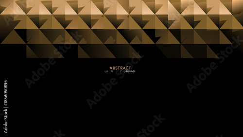 Abstract geometric background with golden triangles on a dark black base