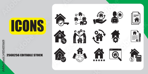 Real Estate Icon Set for Property and Home Services Businesses