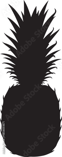 Black silhouette of a pineapple with spiky leaves white fruit