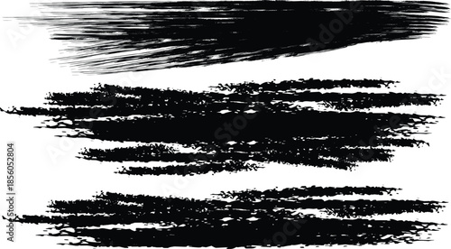 Black ink brush strokes on white background abstract artistic expression