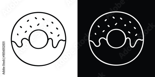Doughnut Donut Line Icon in Light and Dark Mode