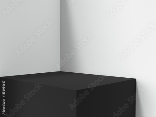 Minimal Black and White 3D Studio for Product Display Black Podium Ver. (Made with Adobe Dimension)