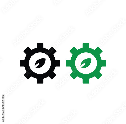 Green industry icon set for sustainable ecology symbolizing nature and renewable energy