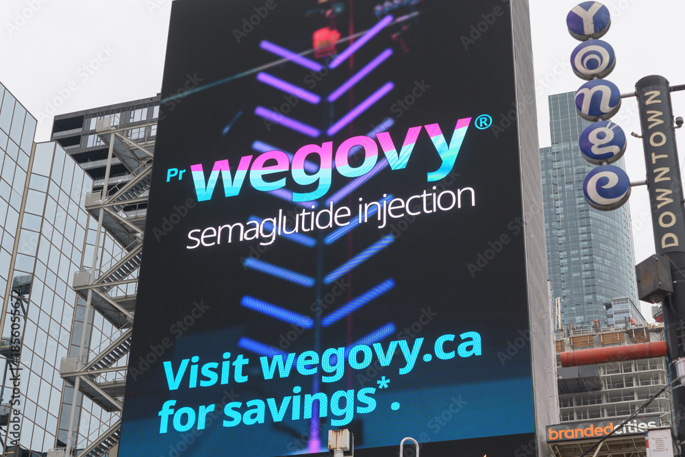 Naklejka premium wegovy brand drugs advertisement at Sankofa Square, Toronto
