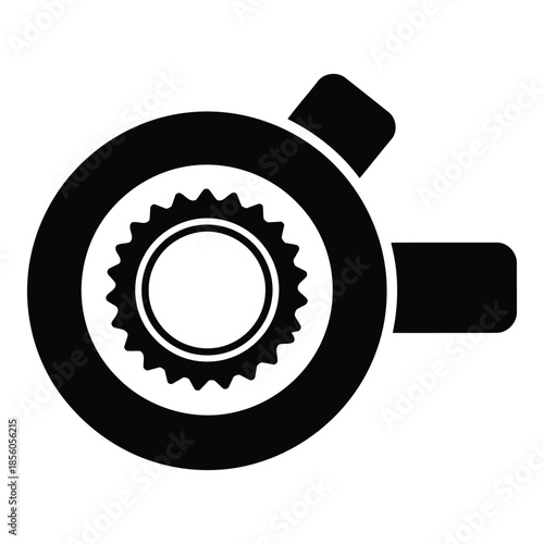 Black and white gear icon isolated on white background, Vector